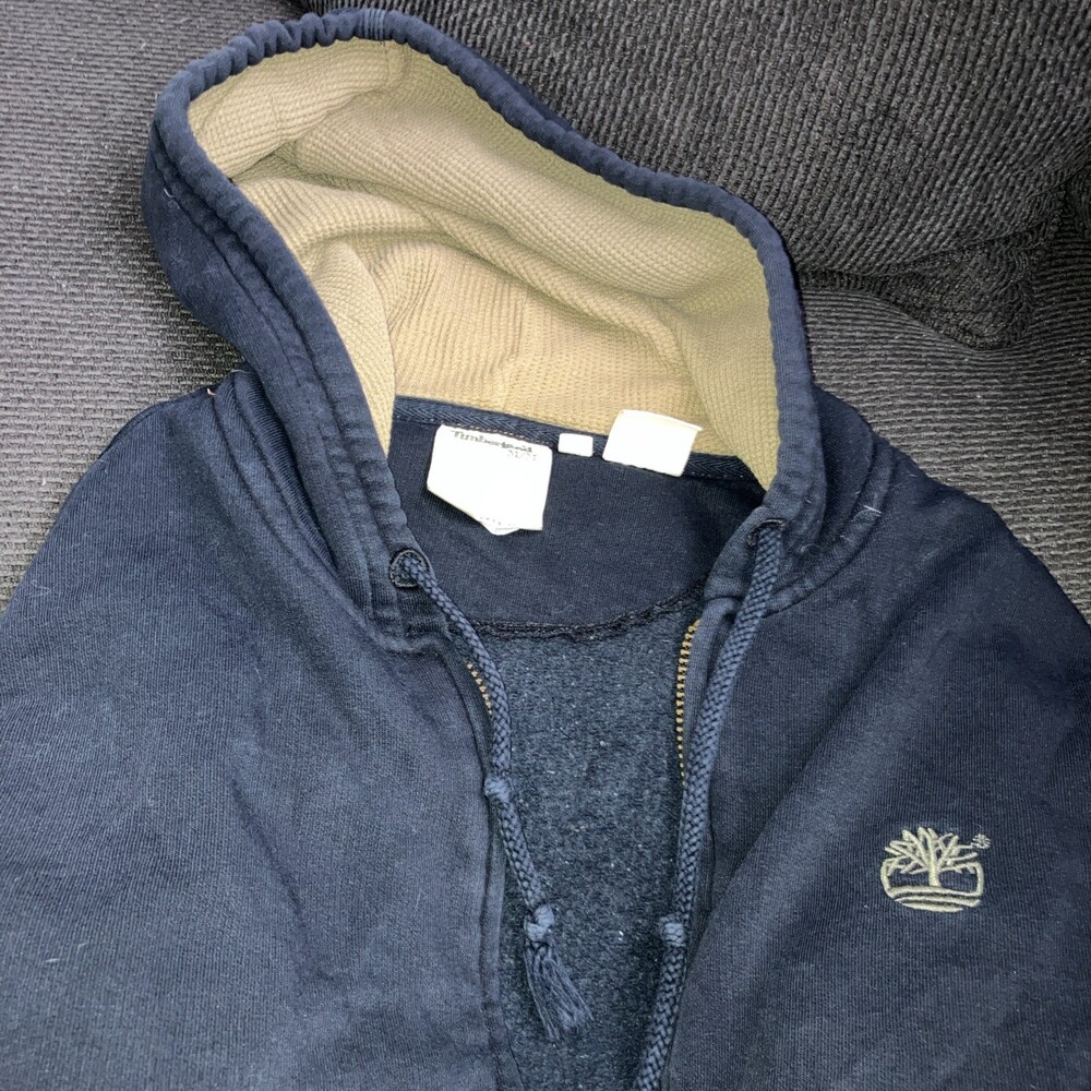 Vintage Timberland Zip Hoodie Mens M Black Full Zip Distressed Outdoor Y2K